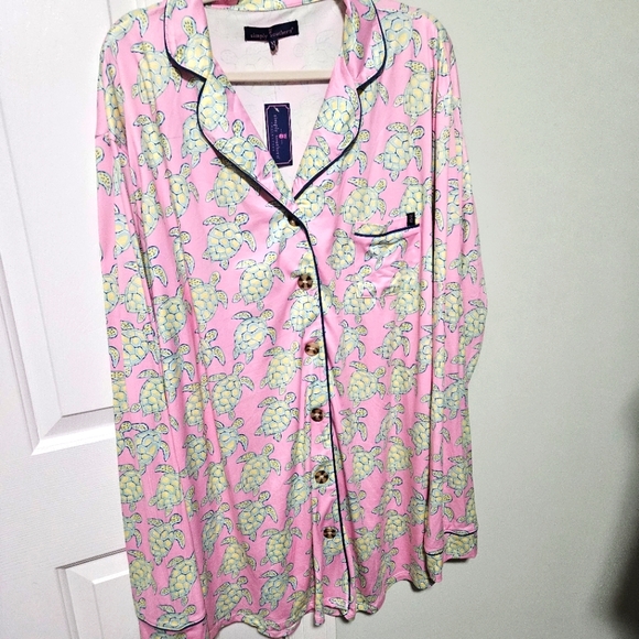 Pink Pajama Top with Turtle Print - Picture 1 of 5